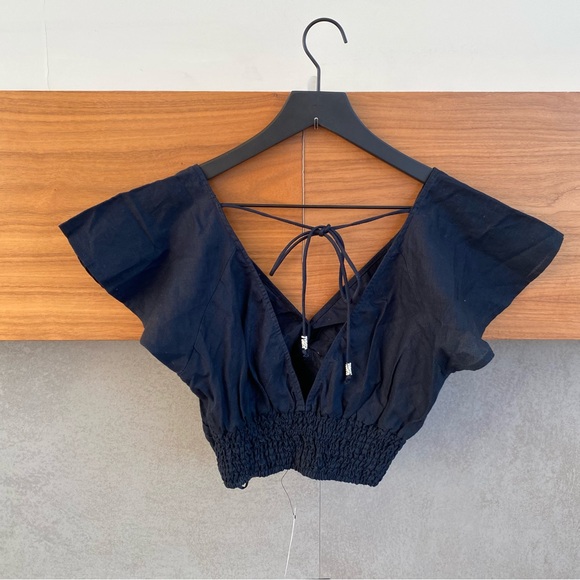 NWT Anthropologie Twist-Front Flutter-Sleeve Blouse, Size XXS - Picture 9 of 14